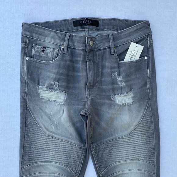 New GUESS Skinny Stitched Moto Men's Jeans SZ 32 - Picture 2 of 8